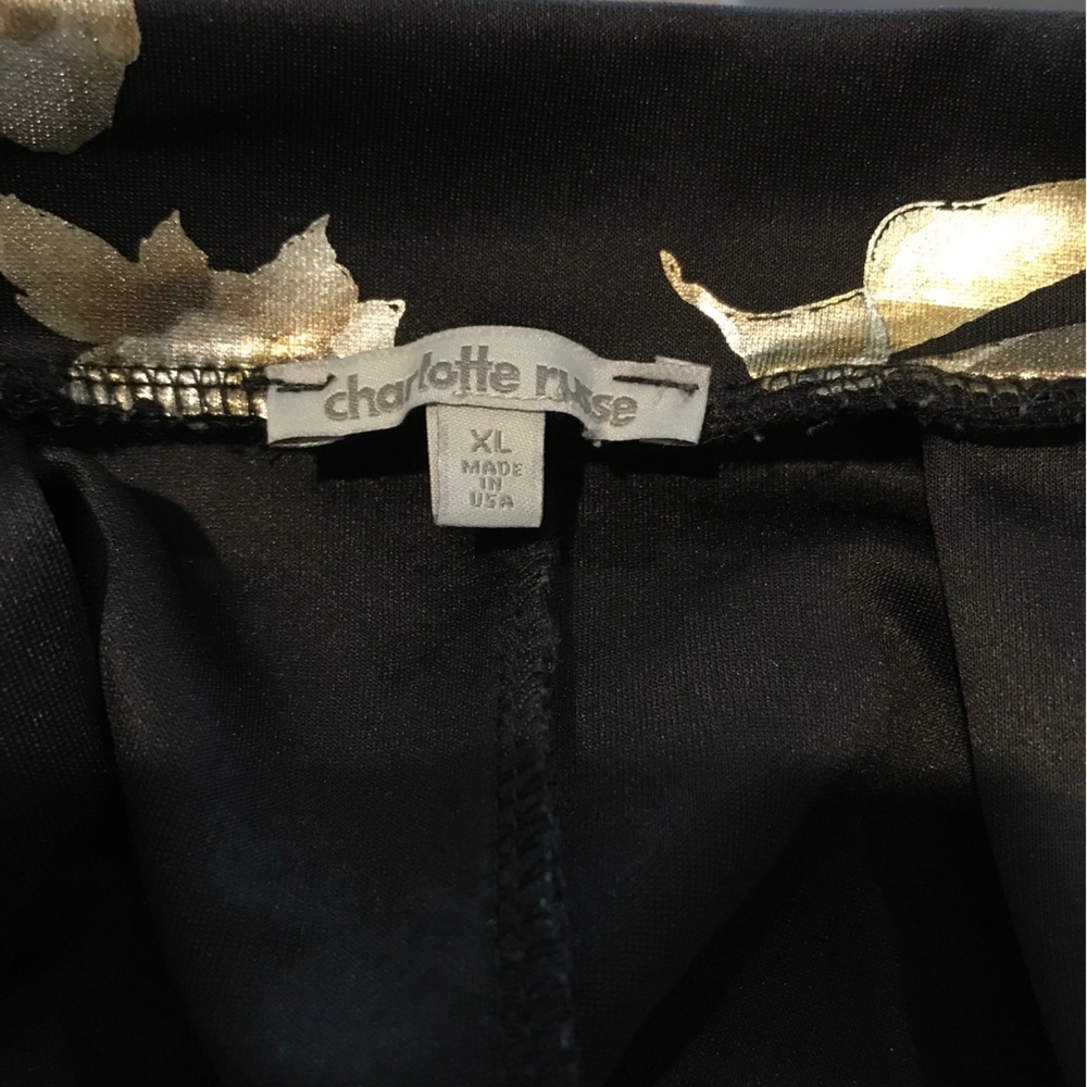 Charlotte Russe Black Gold Floral Pleated Skirt - Picture 7 of 7